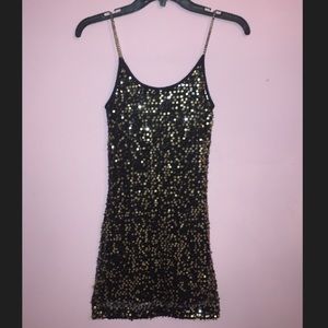 ✨Black & Gold Sequin Mini Dress✨